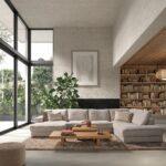 Salon d'angle avec chaise longue