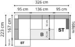 Salon d’angle en U convertible