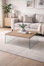 Table de salon bois & verre