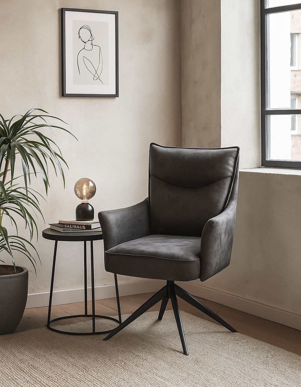 Chaise Polk tourante anthracite poignée Chaise Tournante Polk – Image 1